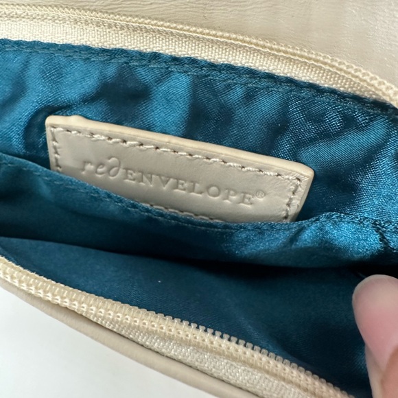Red Envelope Leather Wristlet Bone/Cream Color - Picture 3 of 6
